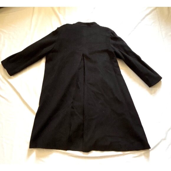 VTG Womens Black Wool Blend Long Coat Button Frt 3/4 Sleeves Made In USA Size M - Picture 2 of 6